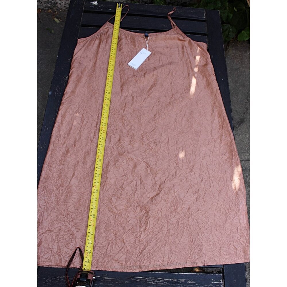 New w/Tags - Eileen Fisher Lightweight Crushed Silk Cami Slipdress, Toffee, Lrg - Picture 7 of 13